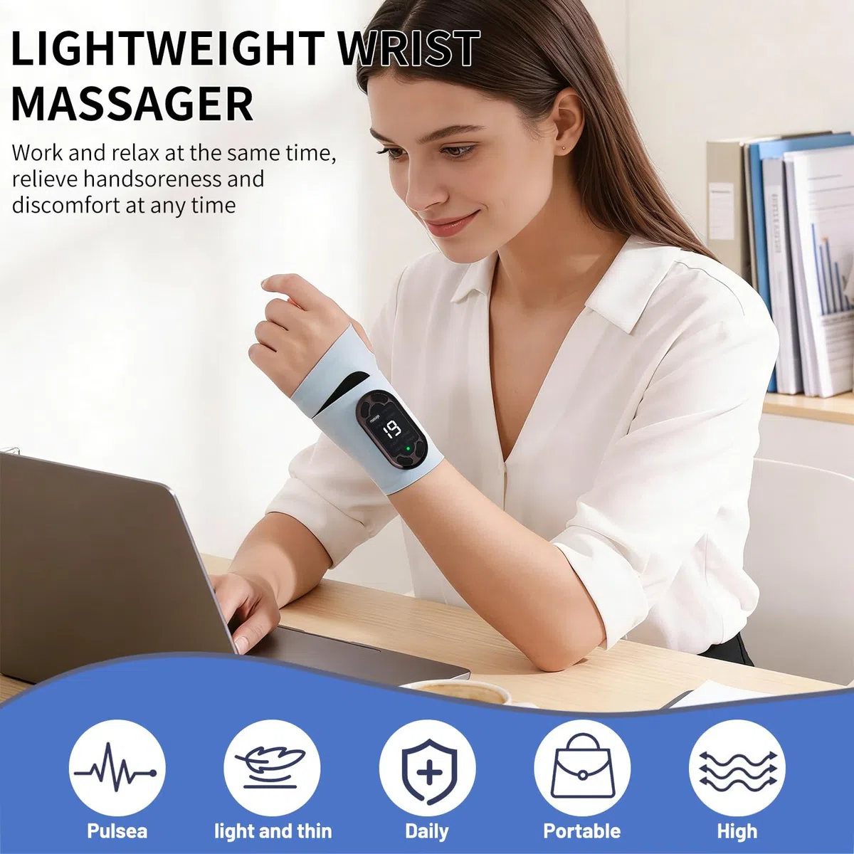 Électrostimulateur Musculaire,EMS/TENS Électrostimulateur Relaxant à Poignet,8 Modes et 19 Niveaux d'Intensité,Rechargeable,Soulage vos douleurs au quotidien,Douleurs musculaires