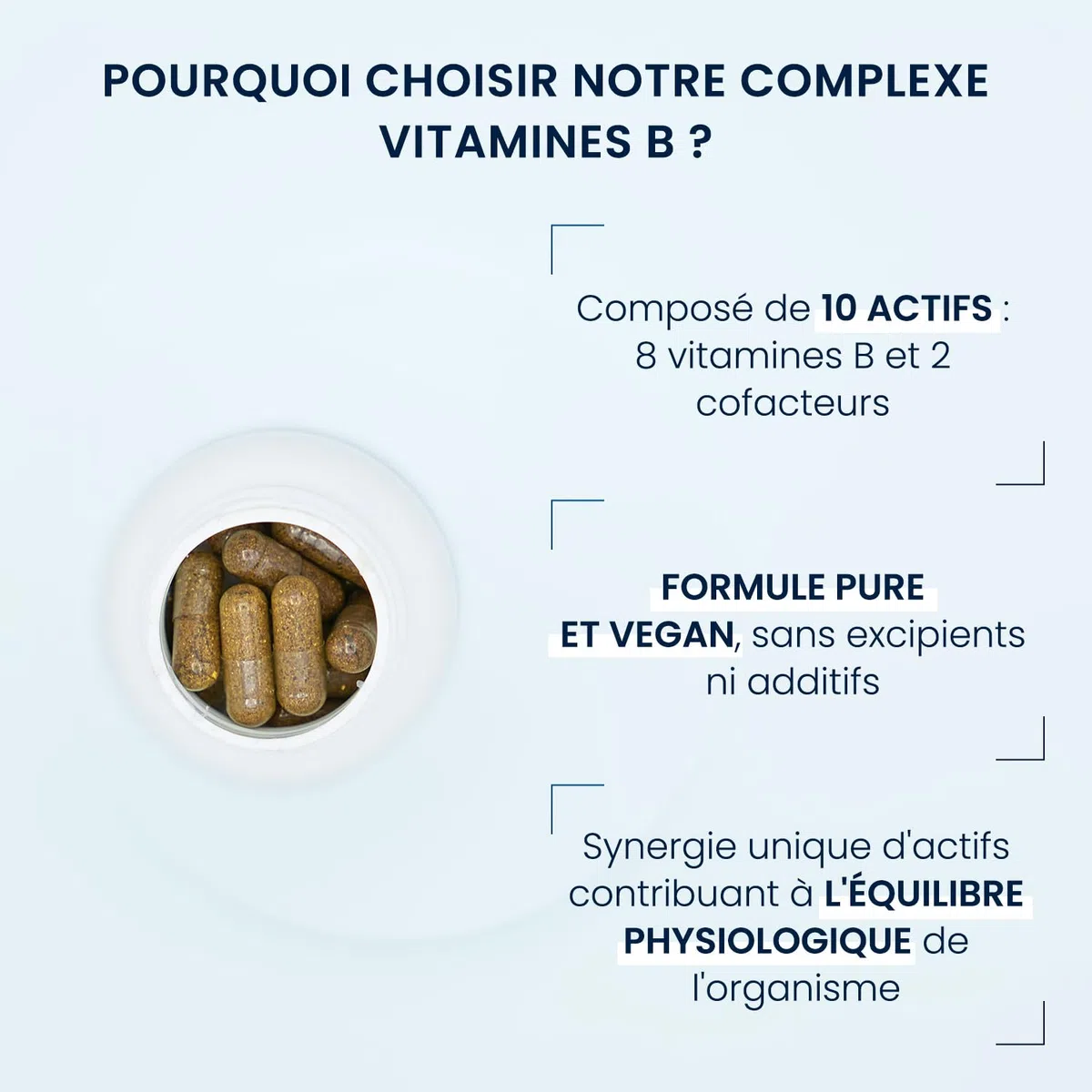 Complexe Vitamines B - Vitalité, Immunité, Peau et Cerveau - 8 Vitamines B Essentielles & 2 Cofacteurs Bioactifs - Biodisponibilité Optimisée et Formulation Vegan - 60 Gélules (2 mois) - Dynveo