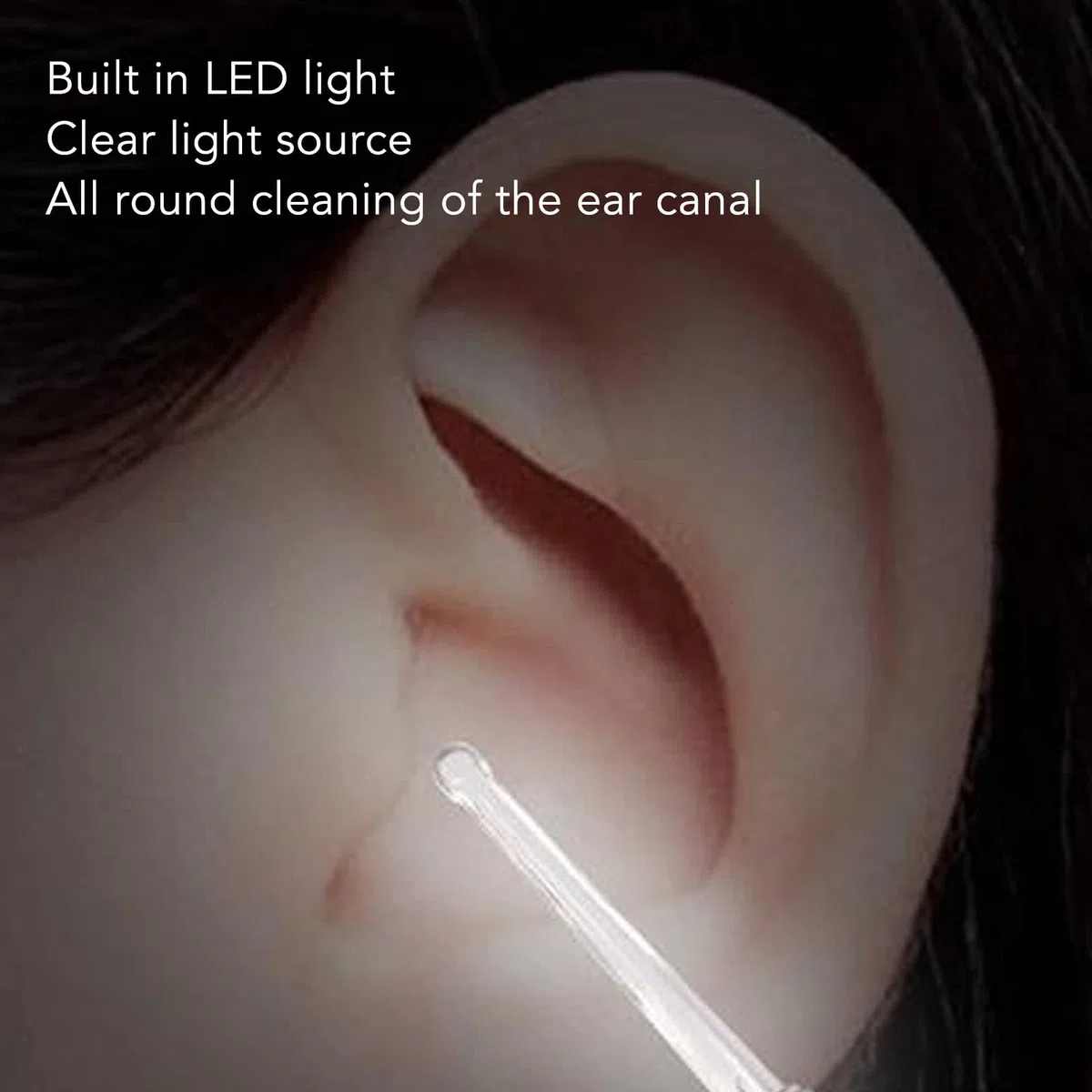 Aspirateur D'oreille électrique avec Lumière LED, Outil de Chargement de la Cire D'oreille, Outil de Déchargement de la Cire D'oreille, Aspirateur D'oreille, Kit D'élimination du (Noir)