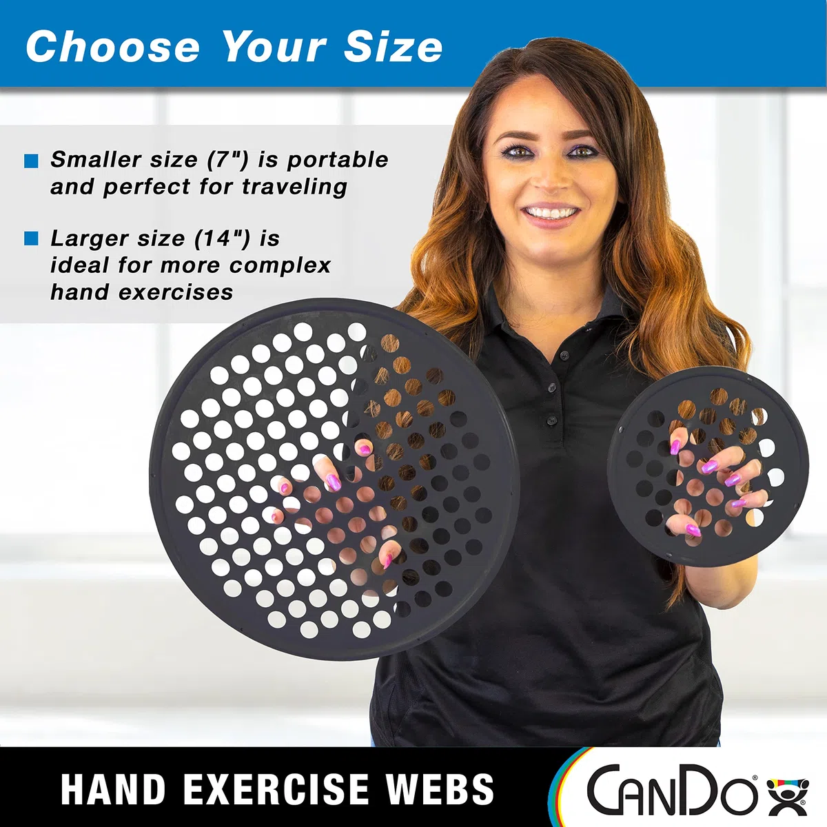 CanDo Exerciseur de Main, Diamètre 17,78 cm, Noir – Résistance Extra Forte (X-Forte), Renforceur de la Main et des Doigts pour la Physiothérapie et l’Ergothérapie