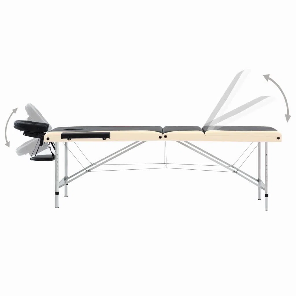 Générique Table de Massage Pliable 3 Zones Aluminium Noir et Beige,Santé & beauté,Hygiène personnelle,Massage & Relaxation,Tables de Massage,Noir,17.1 KG,110237