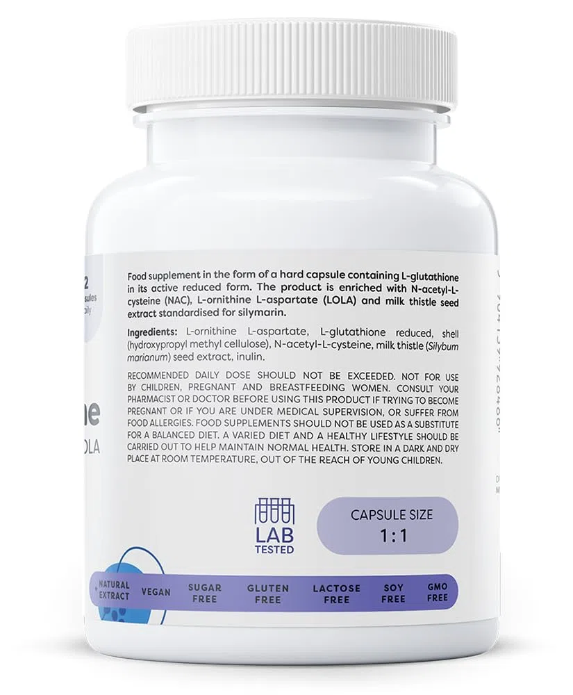 Osavi Glutathion avec NAC, Silymarine & LOLA – 60 Gélules Véganes | L-glutathion réduit (GSH) | Extrait de chardon-marie 80% silymarine | Soutient le foie