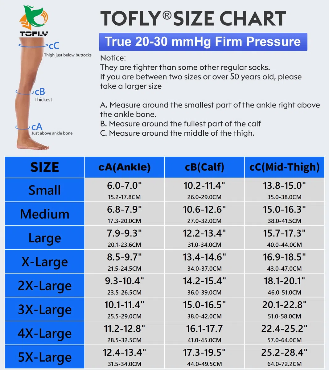 TOFLY Bas de compression à cuisse haute, opaque, soutien ferme Compression de gradient de 20-30 mmHg avec bande de silicone, bas de compression à bout ouvert, gonflement du traitement, Noir L