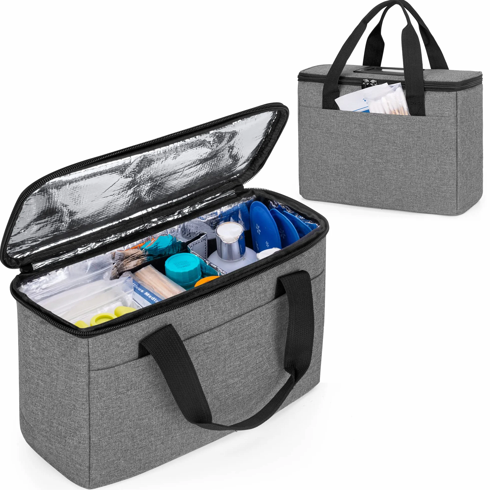 Trunab Petit Sac Médical Isolé avec Séparateurs Réglables, Sac Isotherme Résistant à l'eau pour Insuline, Suppléments ou Fournitures Médicales et Diabétiques (Gris) - Design Breveté