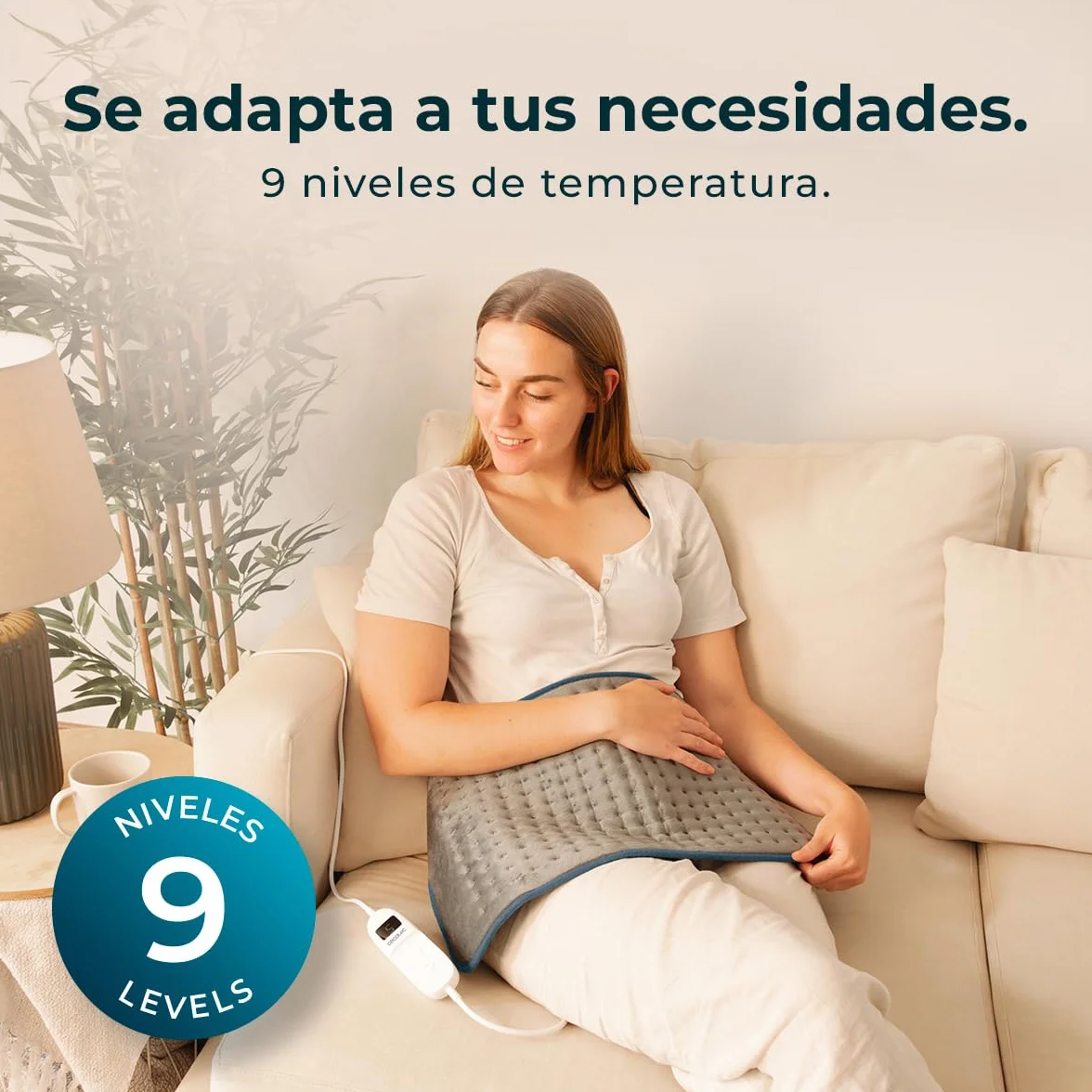 Cecotec Coussin Chauffant HeatConfort 6000 ThermalPad, Surface 30x60 cm, pour Soulager le Bas du Dos, le Cou et les Épaules, Réglage de Température, Matière Douce, 9 Niveaux, Minuterie jusqu'à 2h