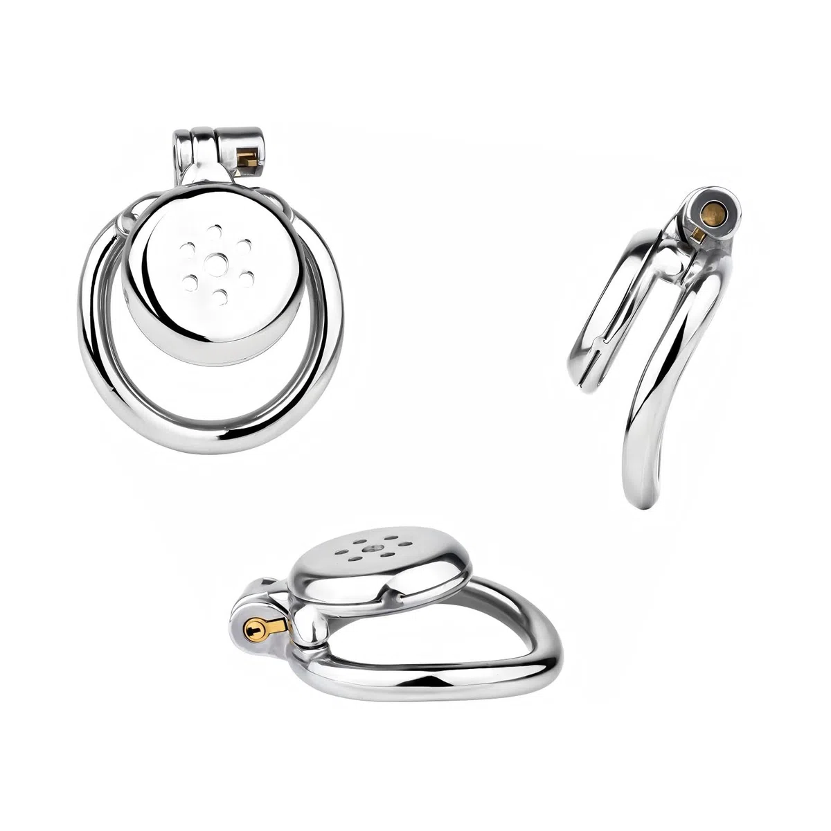 Chastity Cage Plate avec Serrure et Ceinture Invisibles Cage de Chasteté Respirante en Métal pour Le Ligotage du Pénis de l'Homme Sex Toýs Cage Chastetée à Anneau Courbe (40mm,A)
