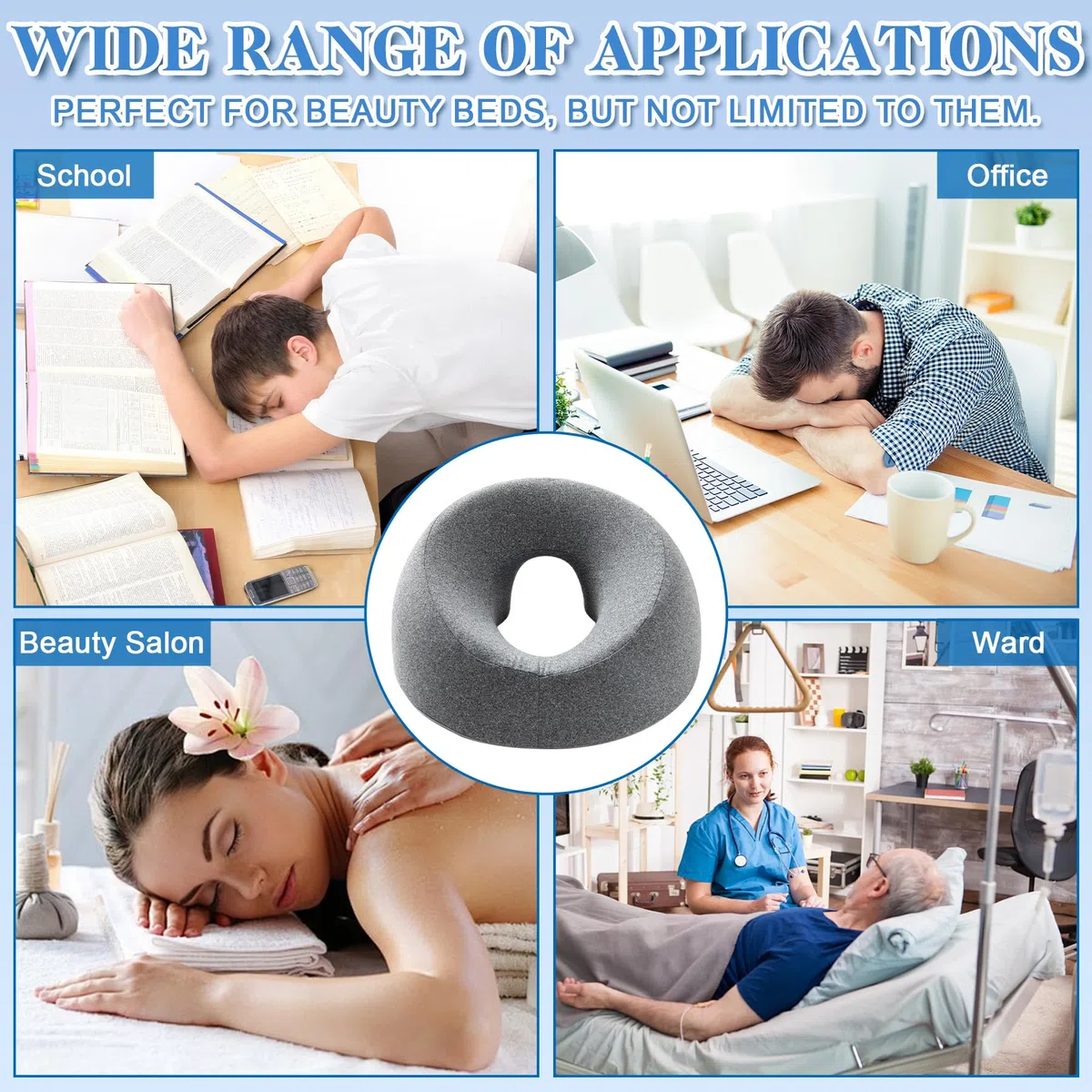 TZEKING Coussin Massage Visage,Oreiller Face Vers Le Bas,Oreiller de Massage Avec Trou,Coussin Massage Facial,Appuie-Tête De Massage,Coussin Face V-ers Le Bas,pour Spa Salon Beauté,Écoles et Bureaux