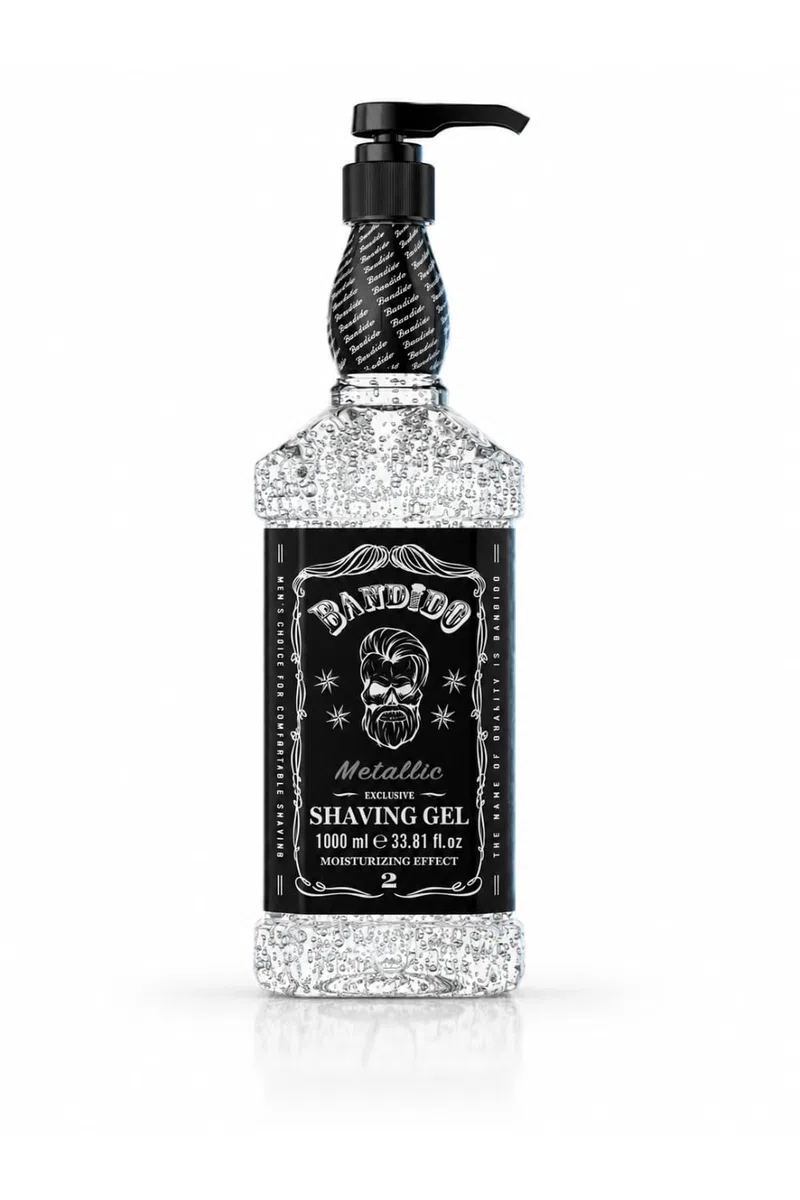 Bandido Shaving Gel Men Metallic Silver 1000ml - gel à raser transparent rasage homme non moussant rasage précis des contours de la barbe