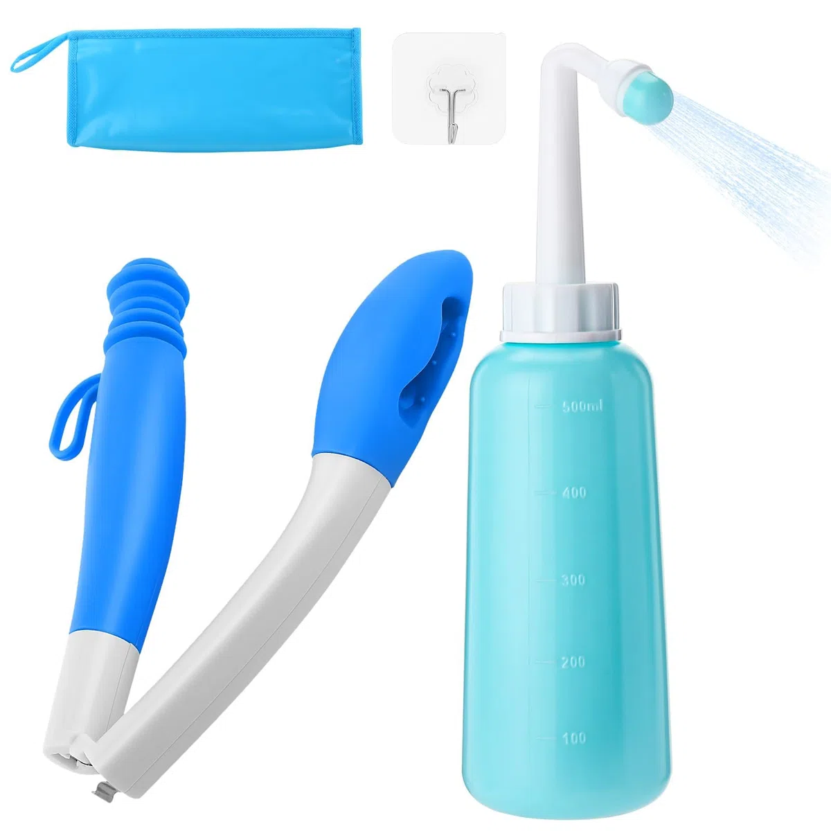 Victop Essuie Fesse Aide aux Toilettes Pince pour Papier Toilette Ensemble de flacons pulvérisateurs portatifs pour Bidet Dossier sans Se Pencher Outils Ustensile de Toilette Poignée Antidérapant