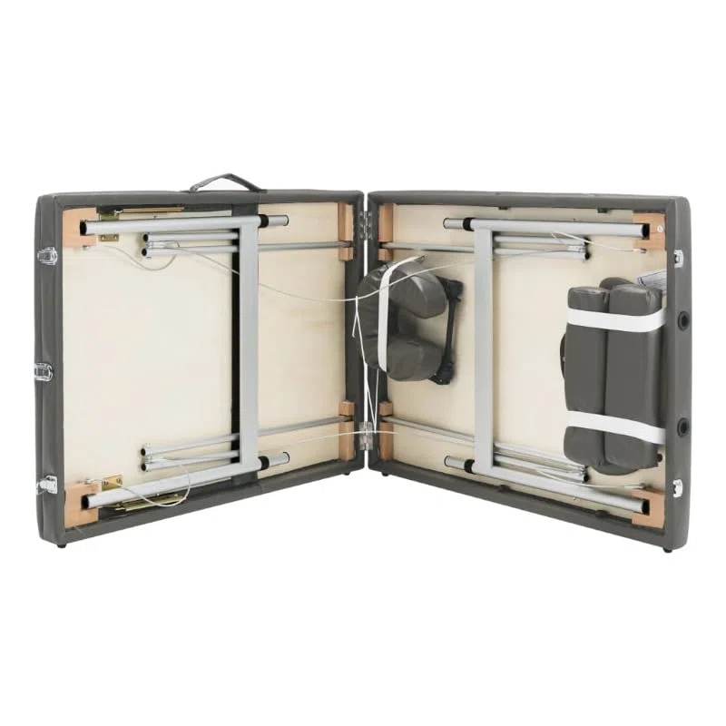 PLUS SANTE Table de Massage Pliante en Aluminium Ella, 3 Sections à Hauteur Réglables, légère avec Sac de Transport et Accessoires (Noir, Largeur 70 cm) (Gris, 70 cm)