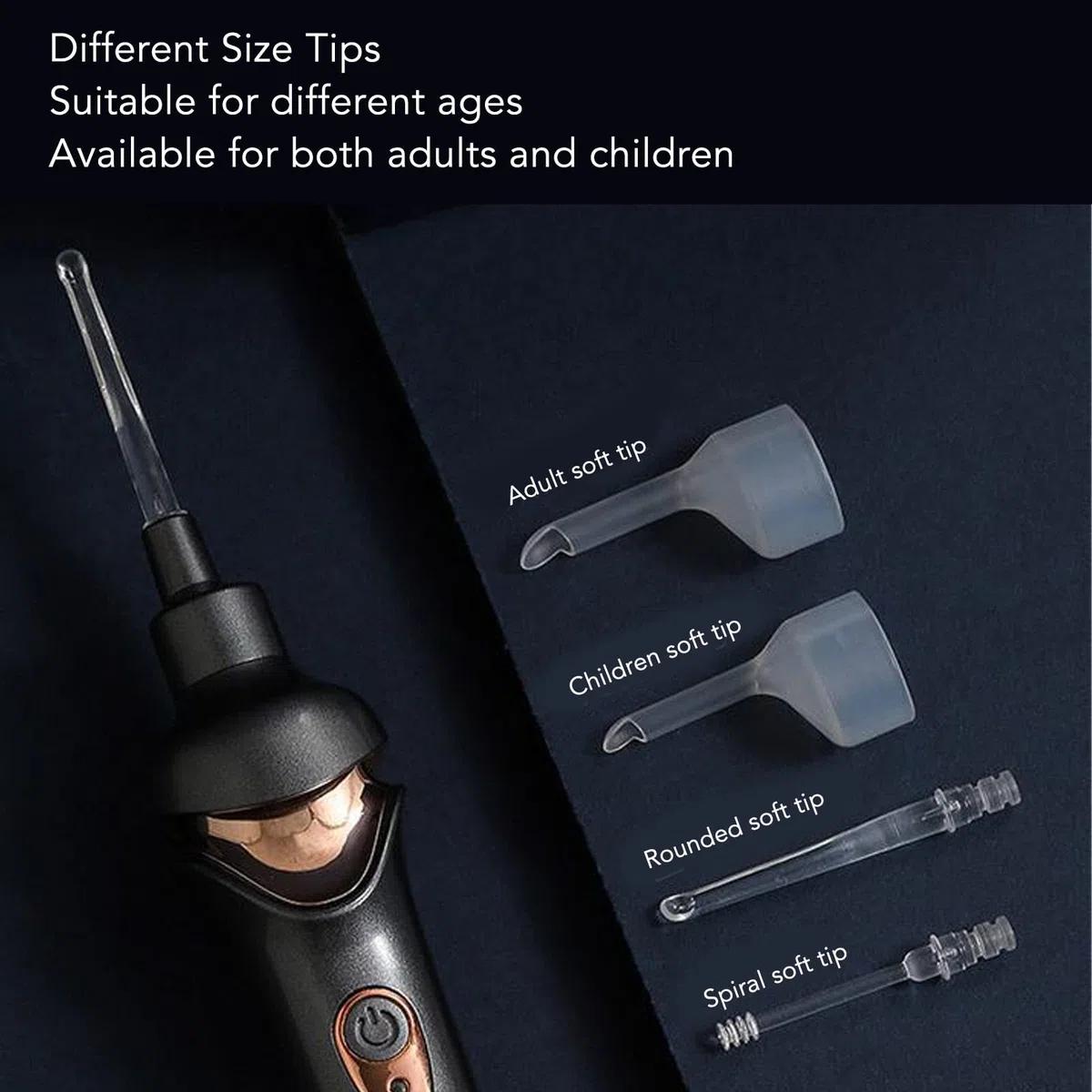 Aspirateur D'oreille électrique avec Lumière LED, Outil de Chargement de la Cire D'oreille, Outil de Déchargement de la Cire D'oreille, Aspirateur D'oreille, Kit D'élimination du (Noir)