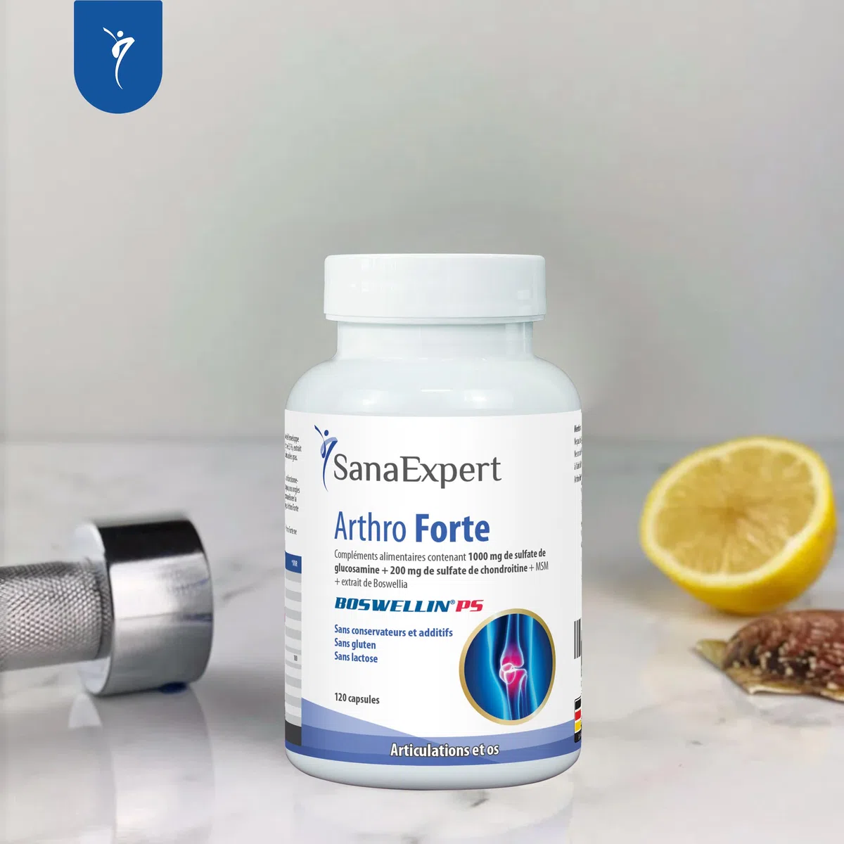SanaExpert Arthro Forte | Support Naturel pour les Articulations et les Os | avec MSM, Sulfate de Glucosamine, Chondroïtine | 120 Capsules | Ingrédients 100% Naturels | Fabriqué en Allemagne