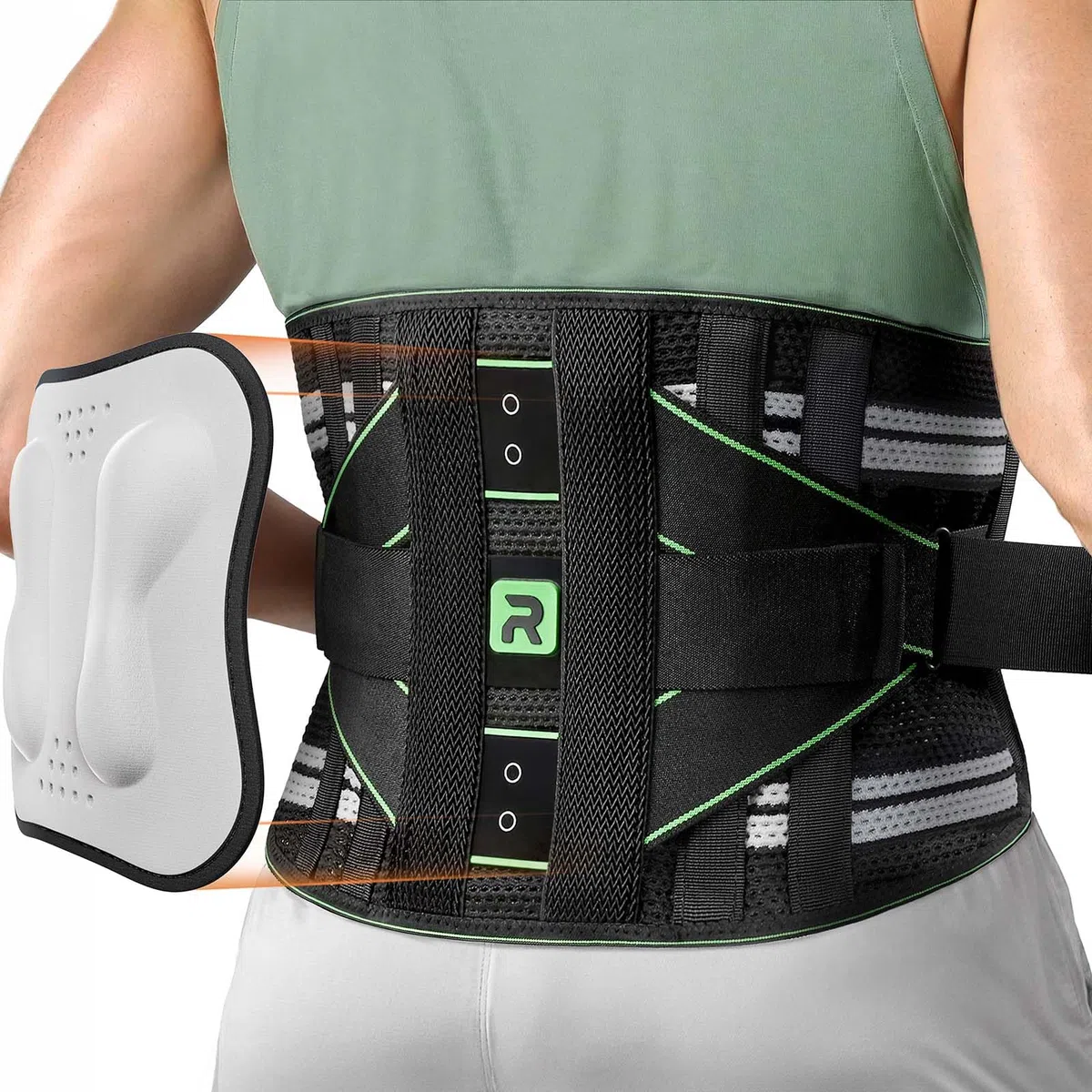 Rakiie Ceinture Lombaire pour Soulager les Douleurs Lombaires, Soutien Lombaire 8X Puissant avec Coussinet 3D, Ceinture de Soutien Dorsal pour Hommes et Femmes (M)