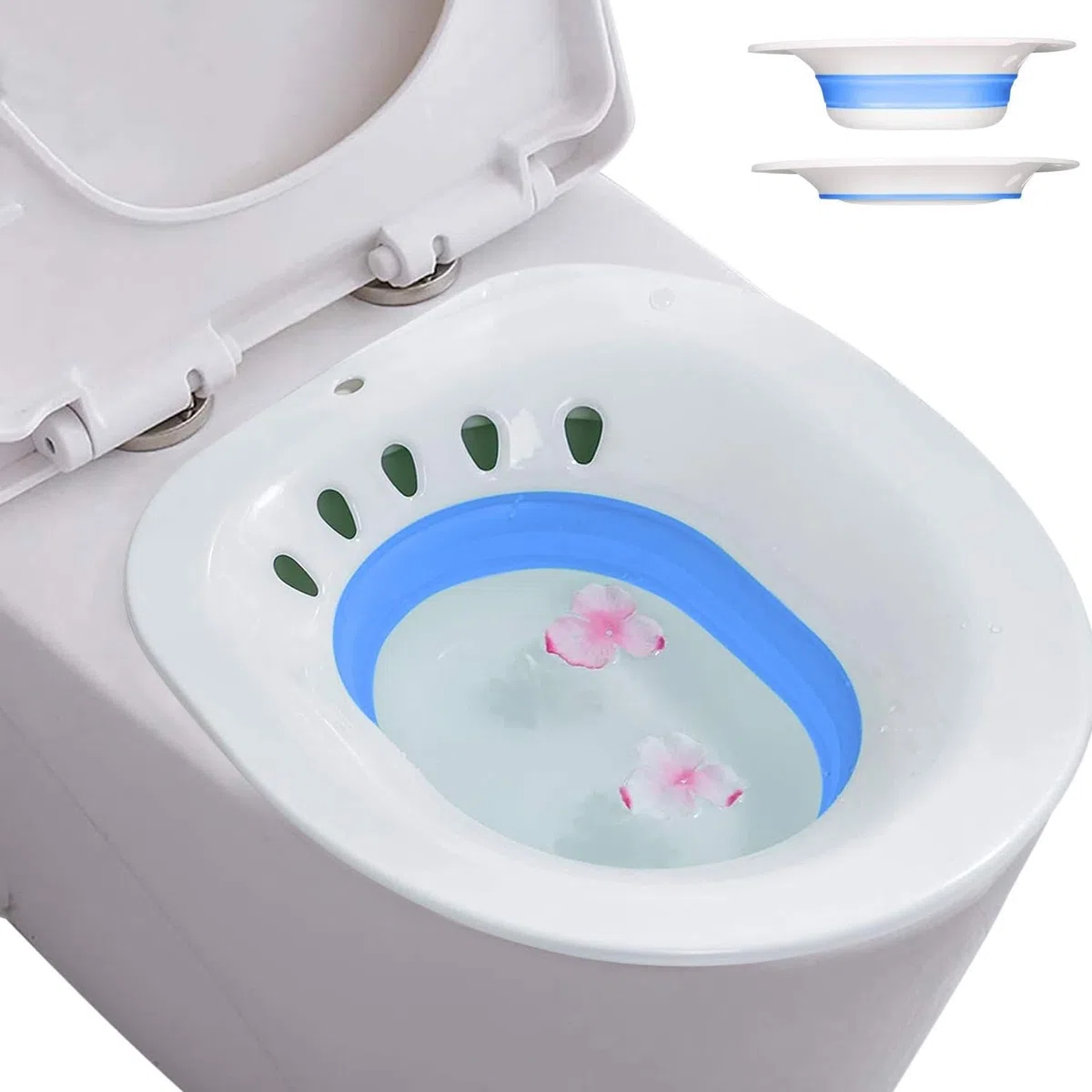 Baignoire de siège pour toilette, bidet Portable pour WC,Bassin de bain Sitz pliable,Bassine Bain de Siege, convient aux toilettes universelles