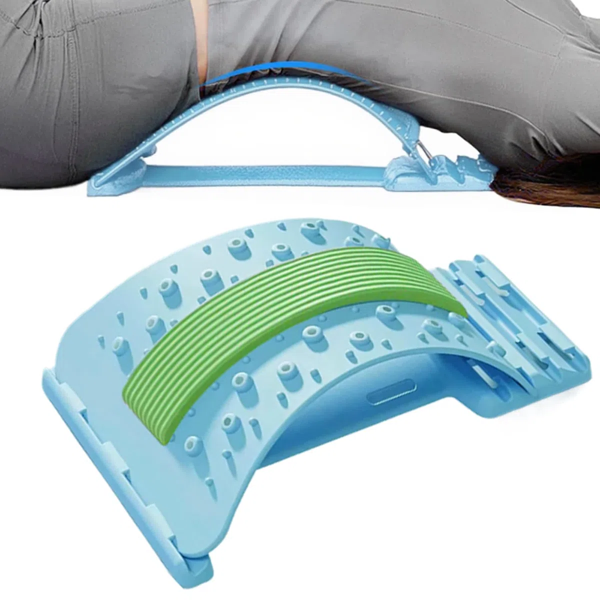 Étireur lombaire réglable à 3 niveaux – Écarteur lombaire – Masseur lombaire antidérapant réglable pour la récupération du corps, relâchement musculaire, yoga, entraînement, fitness