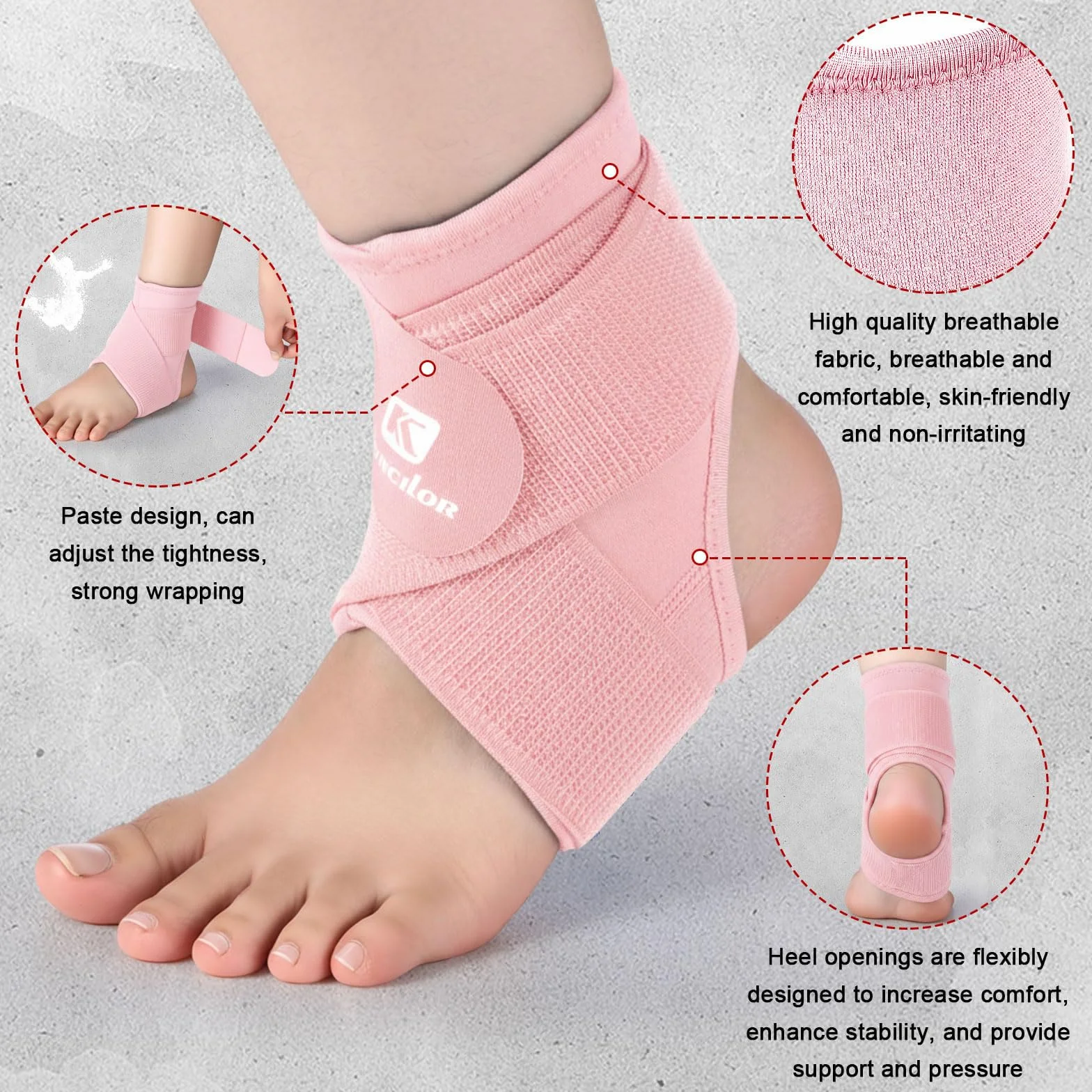 Lilbitty 2 Stück Knöchelbandage pour Enfants, Soutien pour Cheville, Sport, entorse, néoprène, Manchon de Compression Respirant avec enveloppe Ajustable (Rose, M)