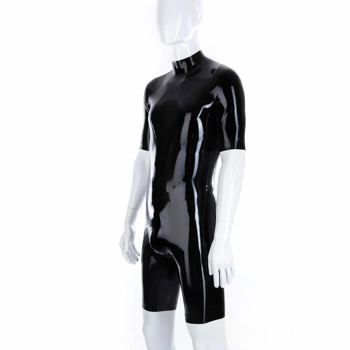 IOKUKI Catsuit Latex Homme Fait Main,Body Caoutchouc Manches Courtes,Fermeture éclair Dos et Entre Jambes,pour Les Club à Thème