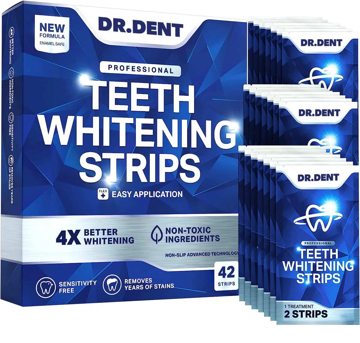 DRDENT Bandes de blanchiment des dents professionnelles 21 utilisations 42 bandes + ouvre-bouche