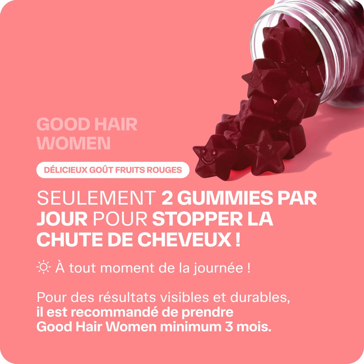 Lashilé Beauty - Gummies Anti-Chute Cheveux - Croissance & Fortification capillaire - Complément Alimentaire Anti-Chute Cheveux - Good hair women - Biotine Zinc Vitamine B6 - Cure 1 Mois 60 Gummies