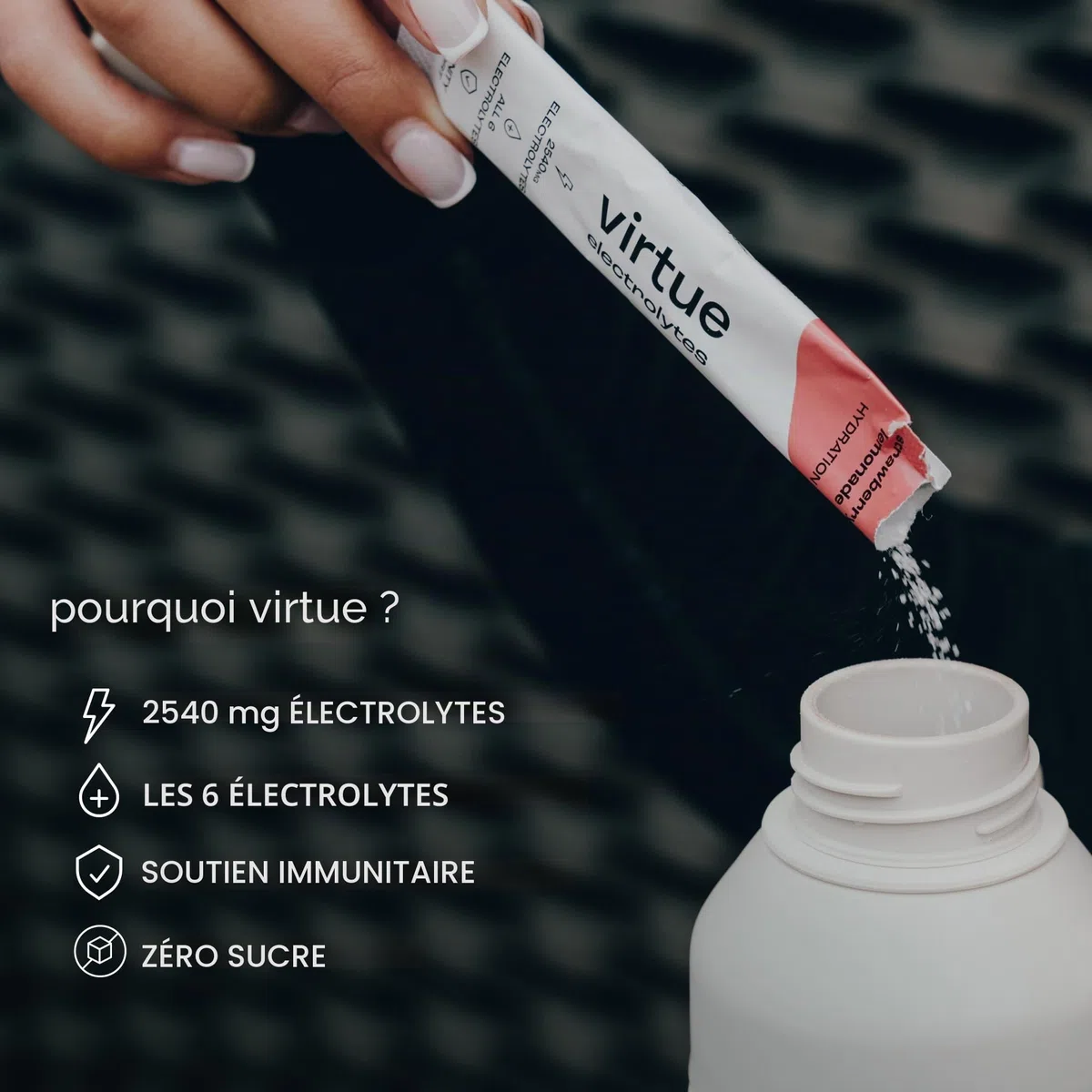 Virtue Électrolytes Sachets d’hydratation | Zéro sucre | 6 électrolytes, sels minéraux hydratants, vitamine C (Pack de 16, Lemon Lime)