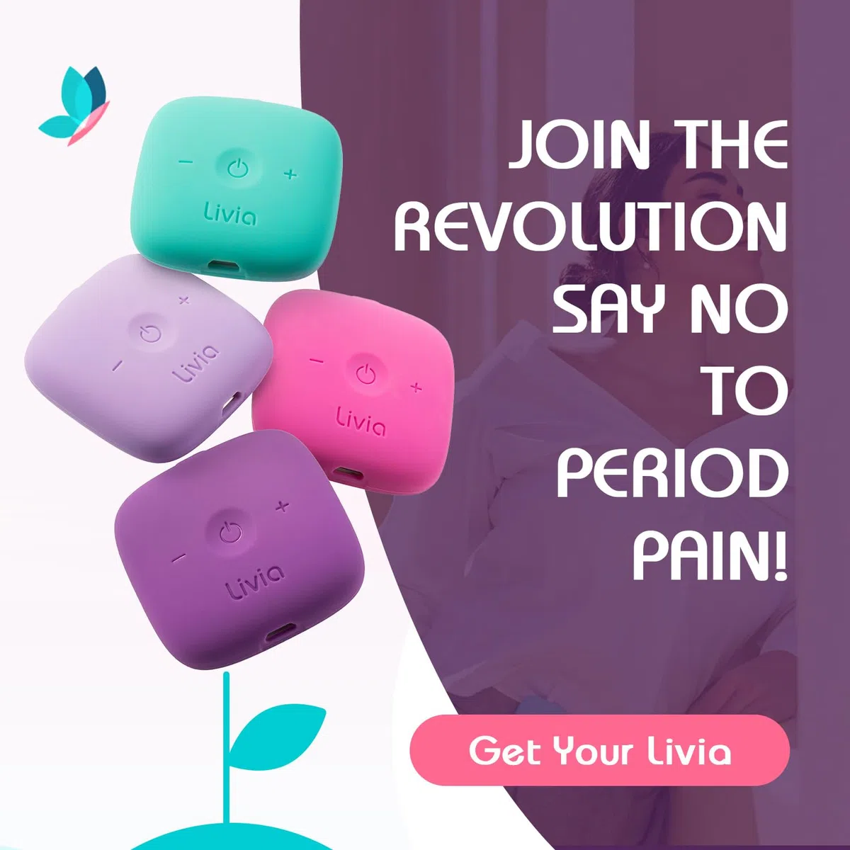 Livia Flower Pads| Le bouton stop pour les règles douloureuses| Soulagement des douleurs menstruelles et d'endométriose| sans médicament| Accessoire pour l'appareil Livia - 1 paire d'électrodes