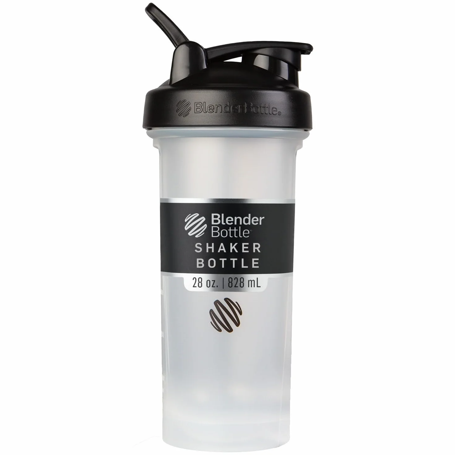 BlenderBottle Shaker Classic V2 avec Boule en Acier Inoxydable, Parfait pour Les Boissons protéinées, Passe au Lave-Vaisselle, 830 ML, Transparent/Noir