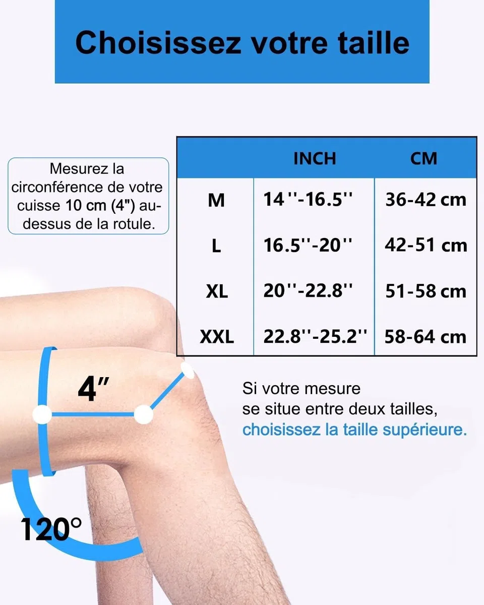 ABYON ELITE Genouillère Hommes & Femmes avec sangles antidérapantes réglables 4 niveaux et stabilisateurs latéraux – Attelle de genou pour douleurs, arthrite, LCA, ménisque, genou du coureur
