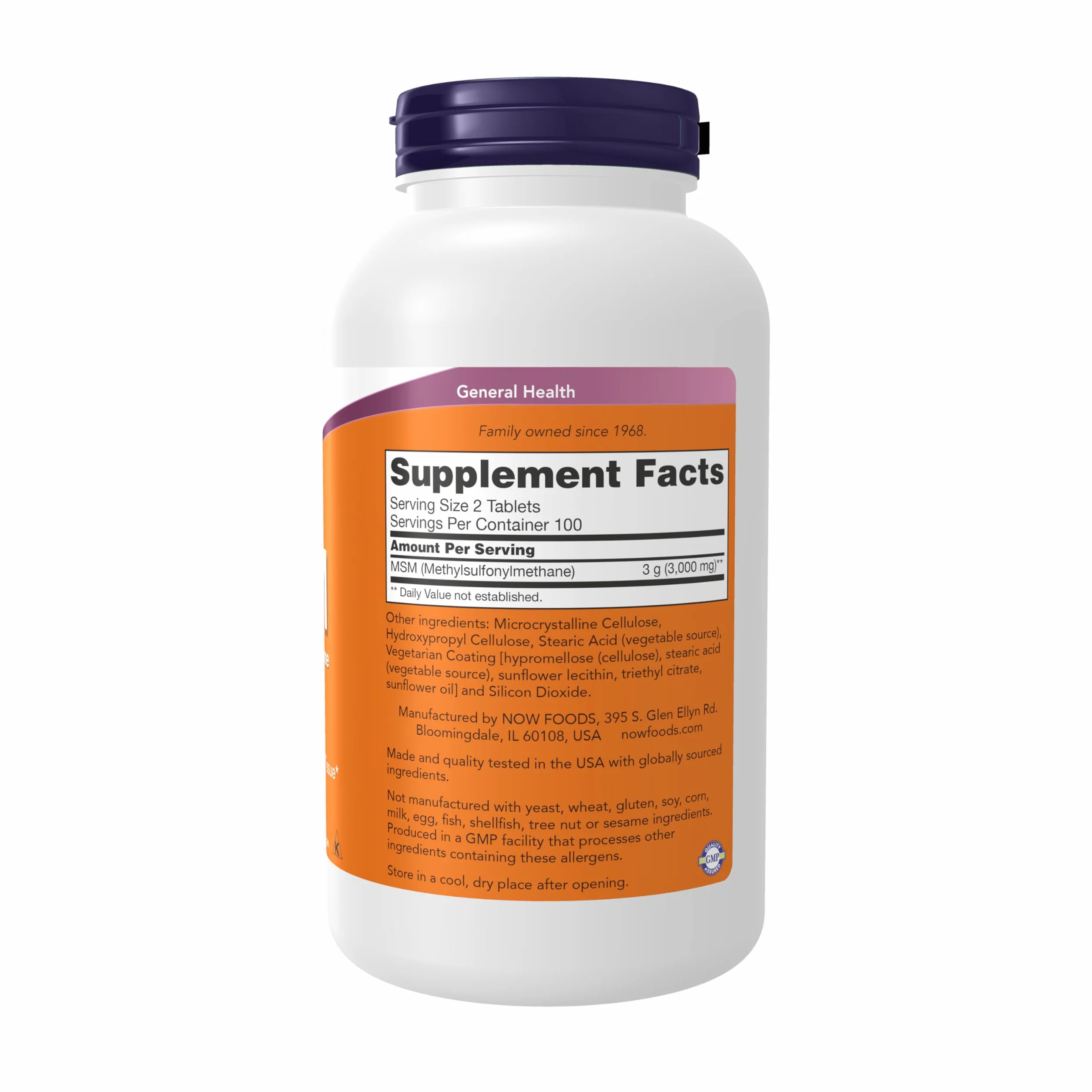 NOW Foods MSM Methylsulphonylmethane, 1500mg - 200 tabs