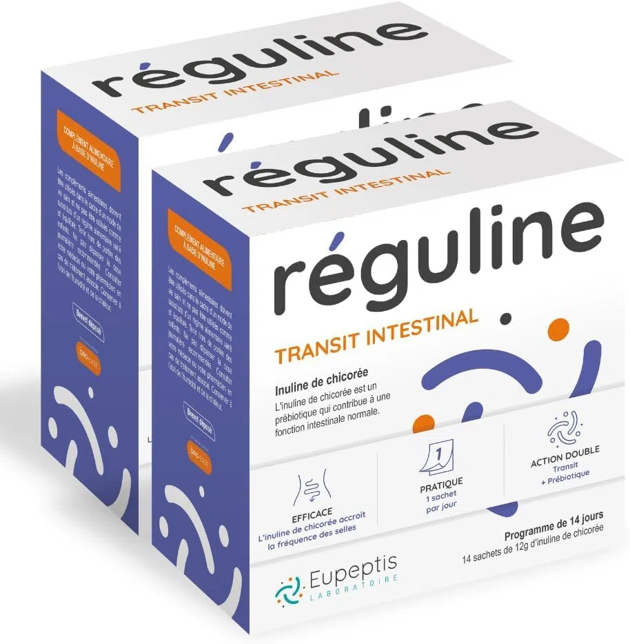Réguline – Inuline Prébiotique & Fibre Alimentaire Naturelle – Aide le Transit Intestinal & Confort Digestif – Inuline de Chicorée à Digestion Lente – 28 Sachets 12g (Pack de 2)