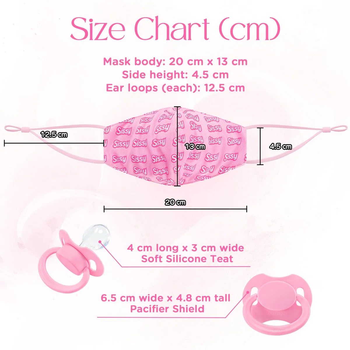 LittleForBig Discreet Sissy Gen II Masque en Tissu Réglable avec Bâillon à Sucette Amovible - Masque Facial Secret Soother avec Sangle Réglable