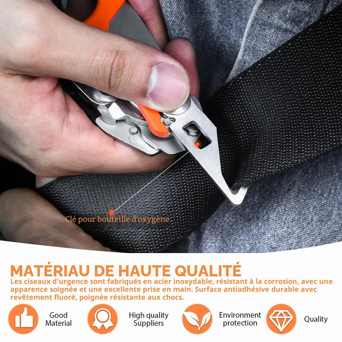Ciseaux Trauma : ciseaux de sauvetage multifonctions avec 6 fonctions pratiques, ciseaux d'urgence, pince pliable en acier inoxydable pour une utilisation dans les services d'urgence ou la vie