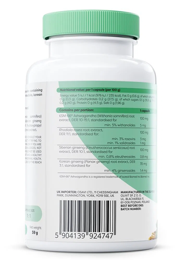 Osavi Ashwagandha + Rhodiola & Ginseng - 120 vegan capsules