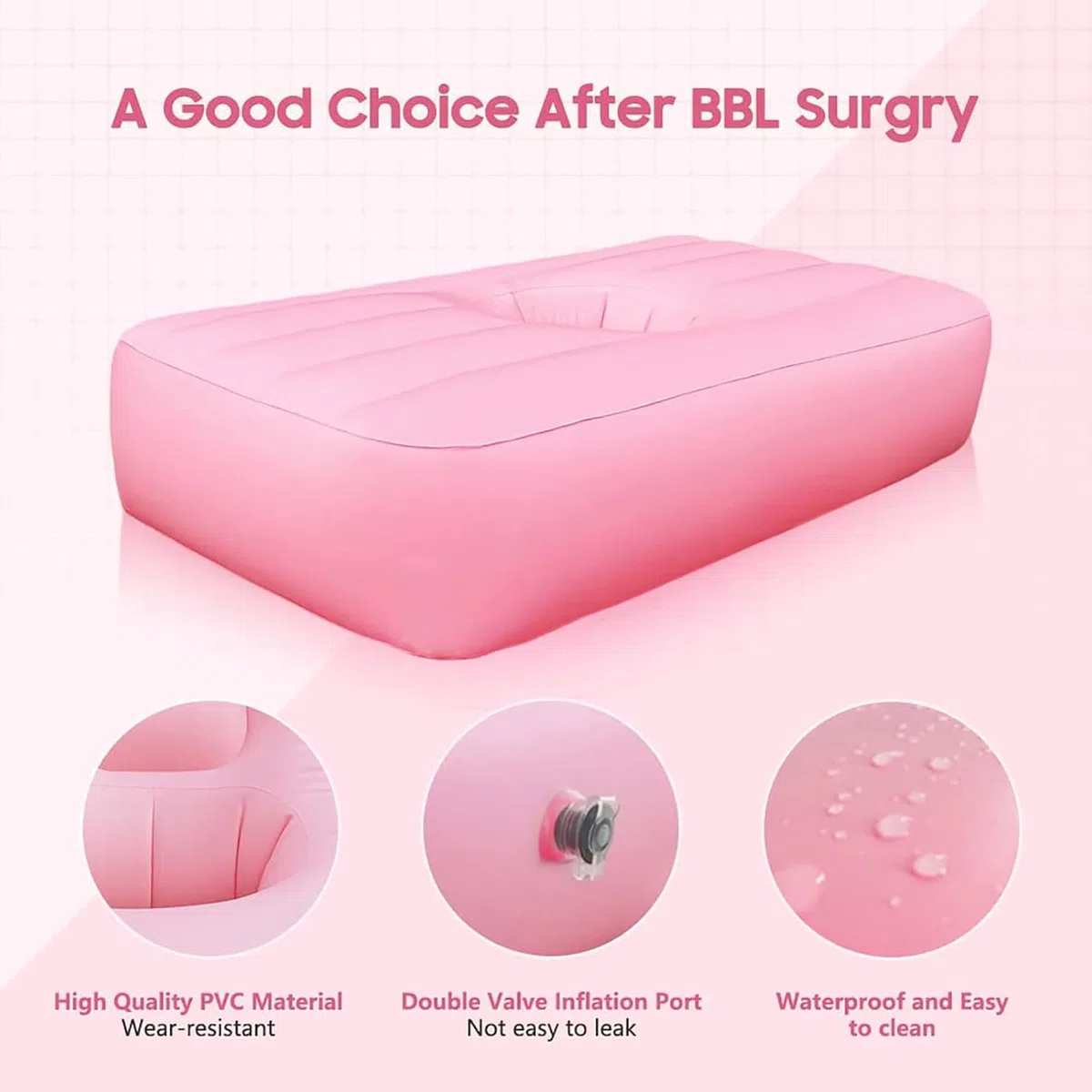 thicvalley Matelas Gonflable BBL après Chirurgie, Oreiller de lit BBL après Chirurgie pour Les Fesses, lit de récupération brésilien avec Trou pour Dormir après Une Chirurgie des Fesses