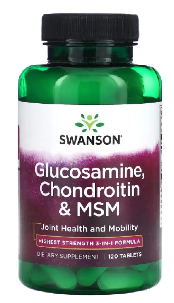 Swanson - Glucosamine, Chondroitin & MSM | Soutien pour la santé des articulations et la mobilité - 120 Comprimés