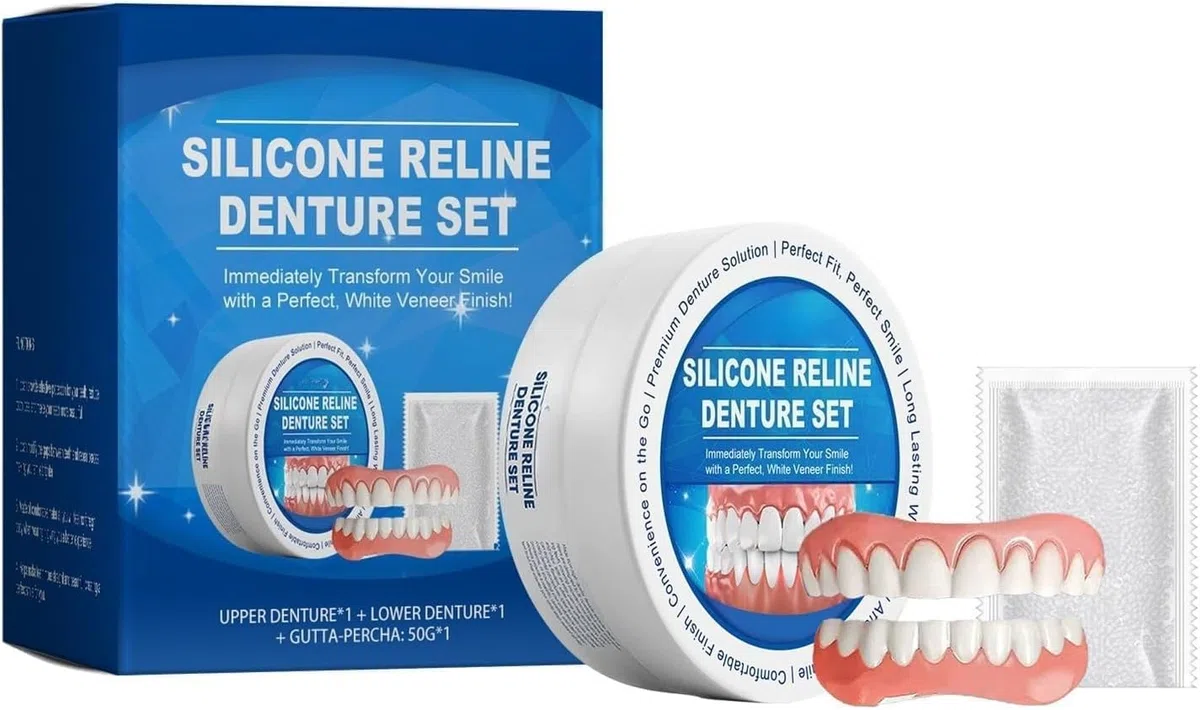 Dentaire Silicone, Prothèse Dentaire Silicone Bikenda Pour Hommes Et Femmes (1 Appareil Dentaire Supérieur + 1 Appareil Dentaire Inférieur）