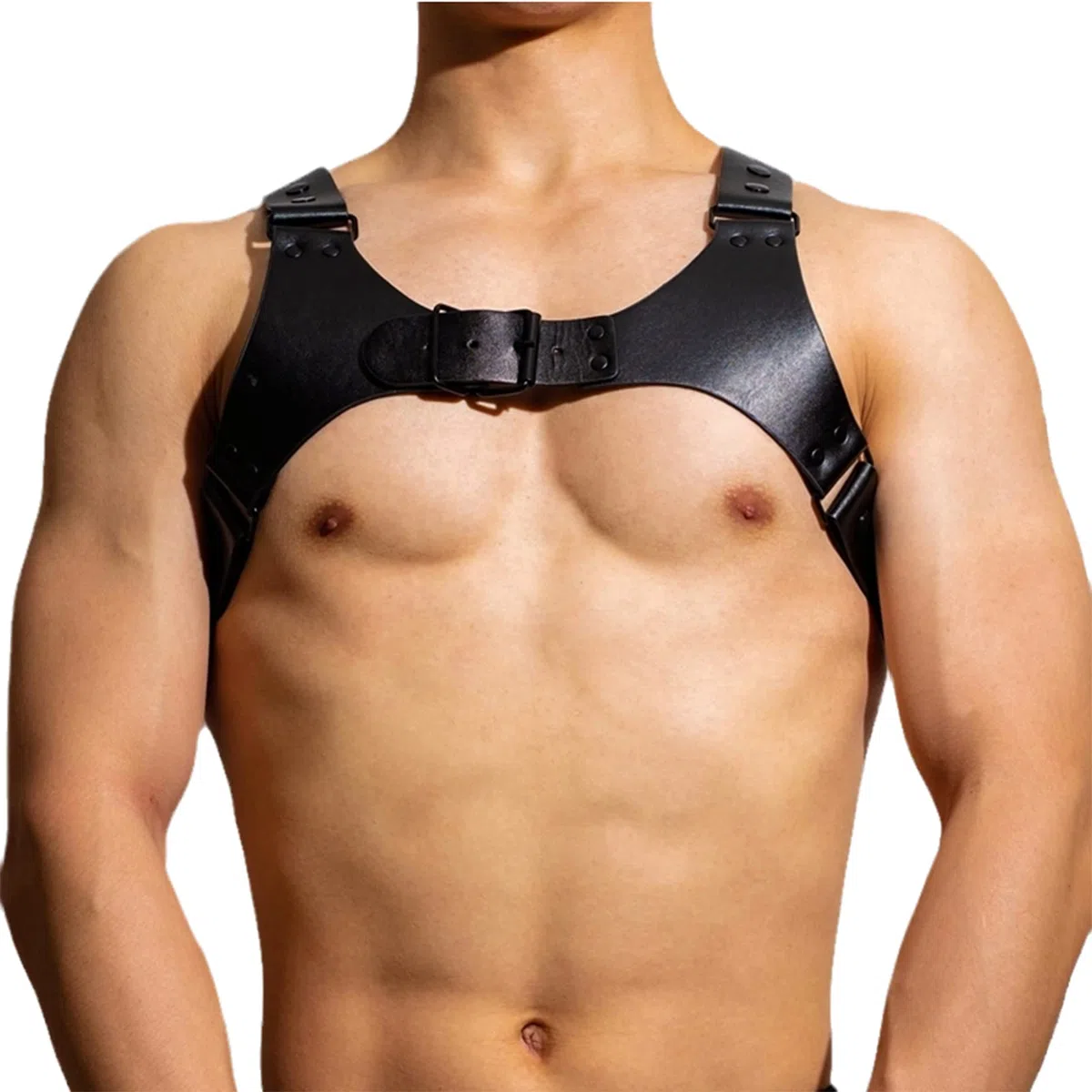 Harnais en Cuir pour Homme avec Bretelles Réglables Demi Harnais Ceinture De Poitrine Boucles D'Intérêt Gay Clubwear Costume Muscle Sling