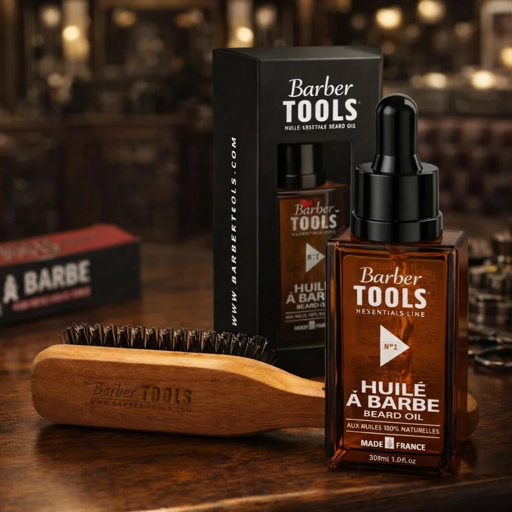 Coffret barbe et rasage pour homme | Huile , gel transparent, Rasoir coupe choux, brosse, peigne , ciseaux, pochette de rangement - Kit d'accessoires