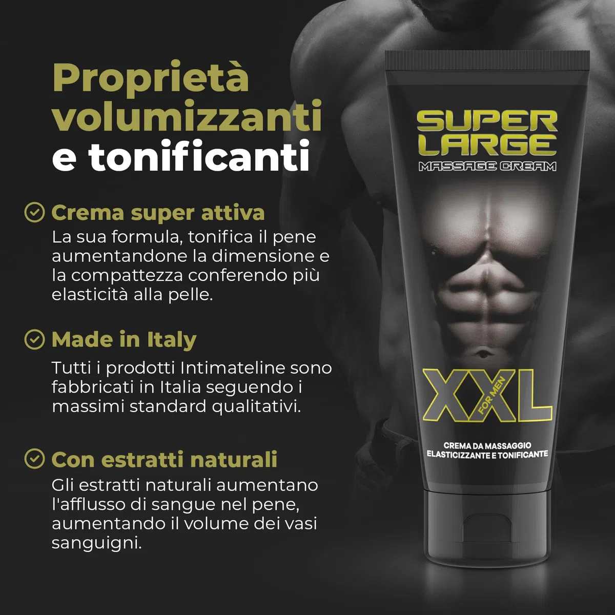 INTIMATELINE | Super Large - Crème Volumisante pour le Pénis, Augmente le Volume et la Fermeté, 75 ml
