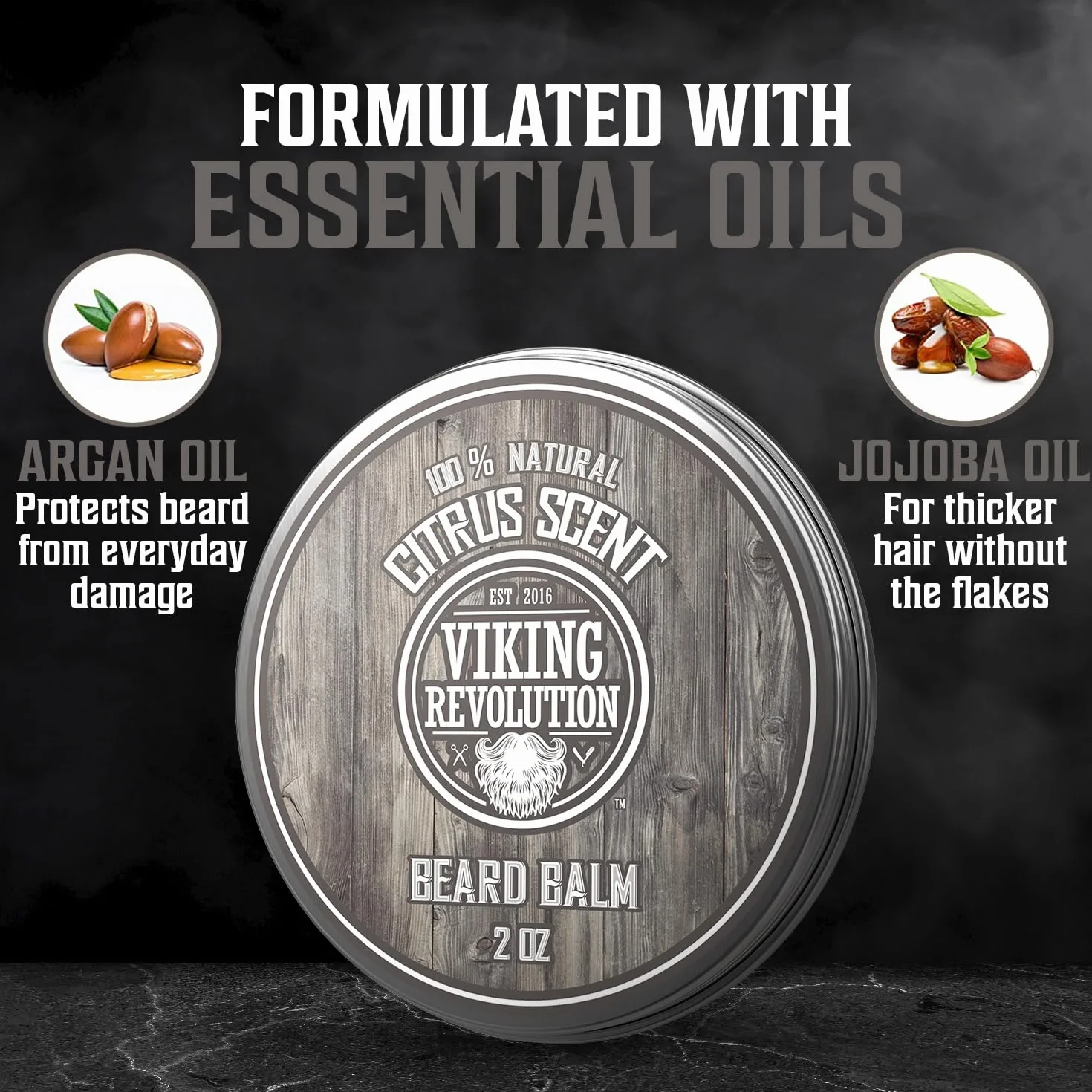 Viking Revolution - Kit Barbe Homme - Inclus Brosse Barbe en Poils de Sanglier, Peigne Barbe en Bois, Baume Barbe & Huile Barbe Homme, Ciseaux Barbe & Moustache - Cadeau Homme