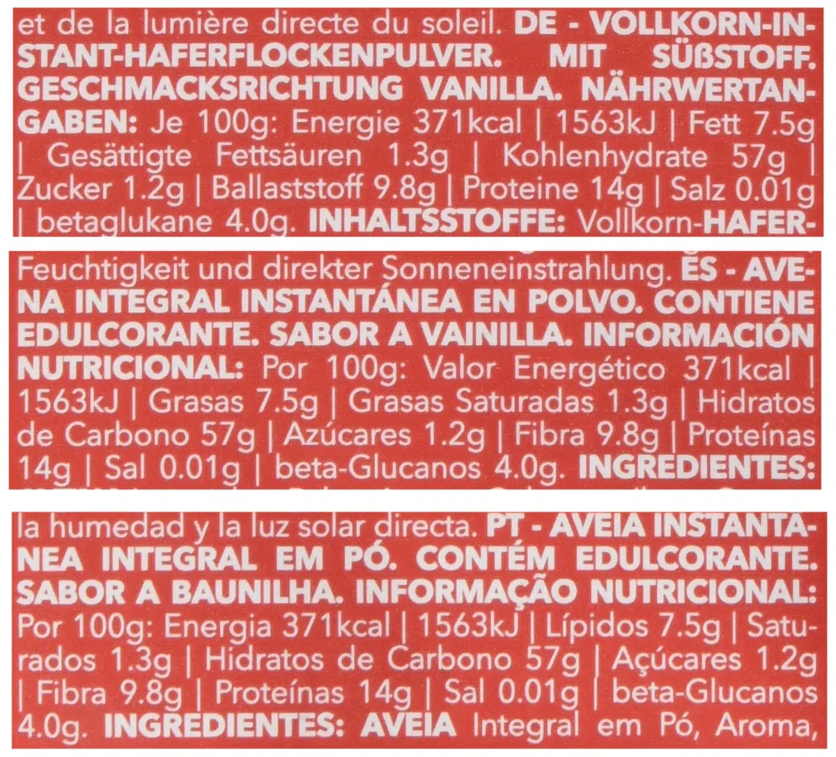 Prozis Avoine Complète Instantanée en Poudre 1 250 g Vanille Céréales Enrichies de Protéines et de Glucides de Haute Qualité - Convient pour les Végétarians et Végans