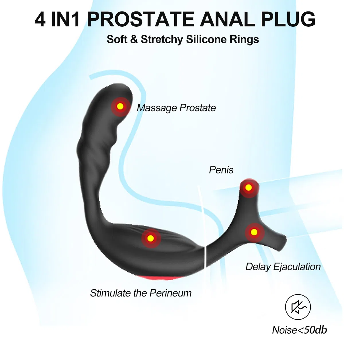 Masseur de Prostate Jouet Sexuel Anal, Vibromasseurs Anales, Vibrateur pour Pénis avec Anneau Pénien & Télécommande, Plugs Anals Vibrants-Jouet pour Adulte pour Homme (4 EN 1)