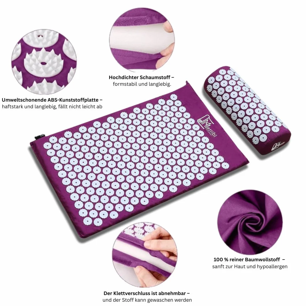 Tapis d'acupression et oreiller d'acupression pour massage et soulagement de la douleur, ensemble d'acupression pour la relaxation, la stimulation et la méditation, tapis d'acupression