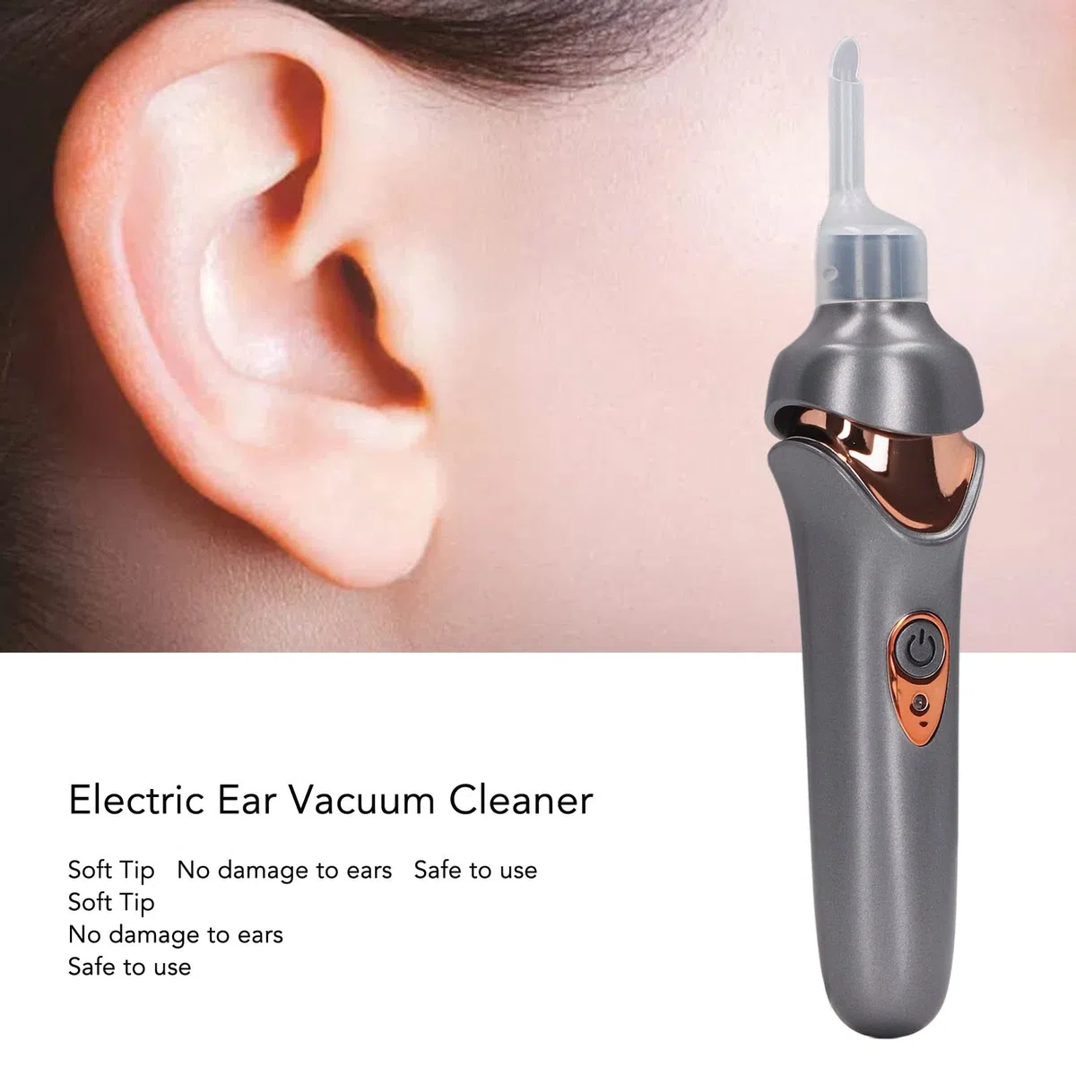 Aspirateur D'oreille électrique avec Lumière LED, Outil de Chargement de la Cire D'oreille, Outil de Déchargement de la Cire D'oreille, Aspirateur D'oreille, Kit D'élimination du (Noir)