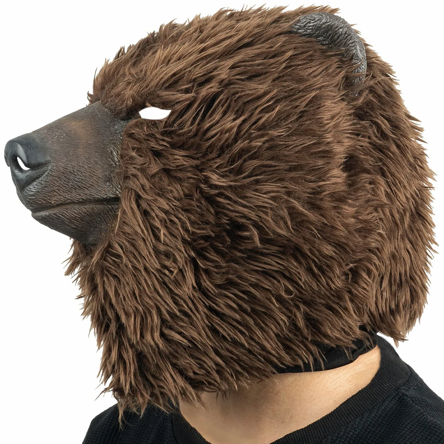Masque d'ours en peluche marron pour Halloween, carnaval, fête masquée, carnaval, défilé d'animaux, masque en latex