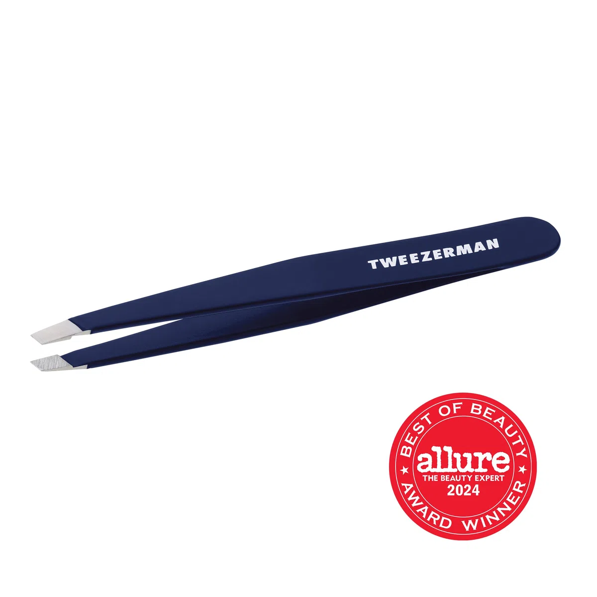Tweezerman Pince à épiler exclusive Evening Blue Slant - Pince à épiler en acier inoxydable