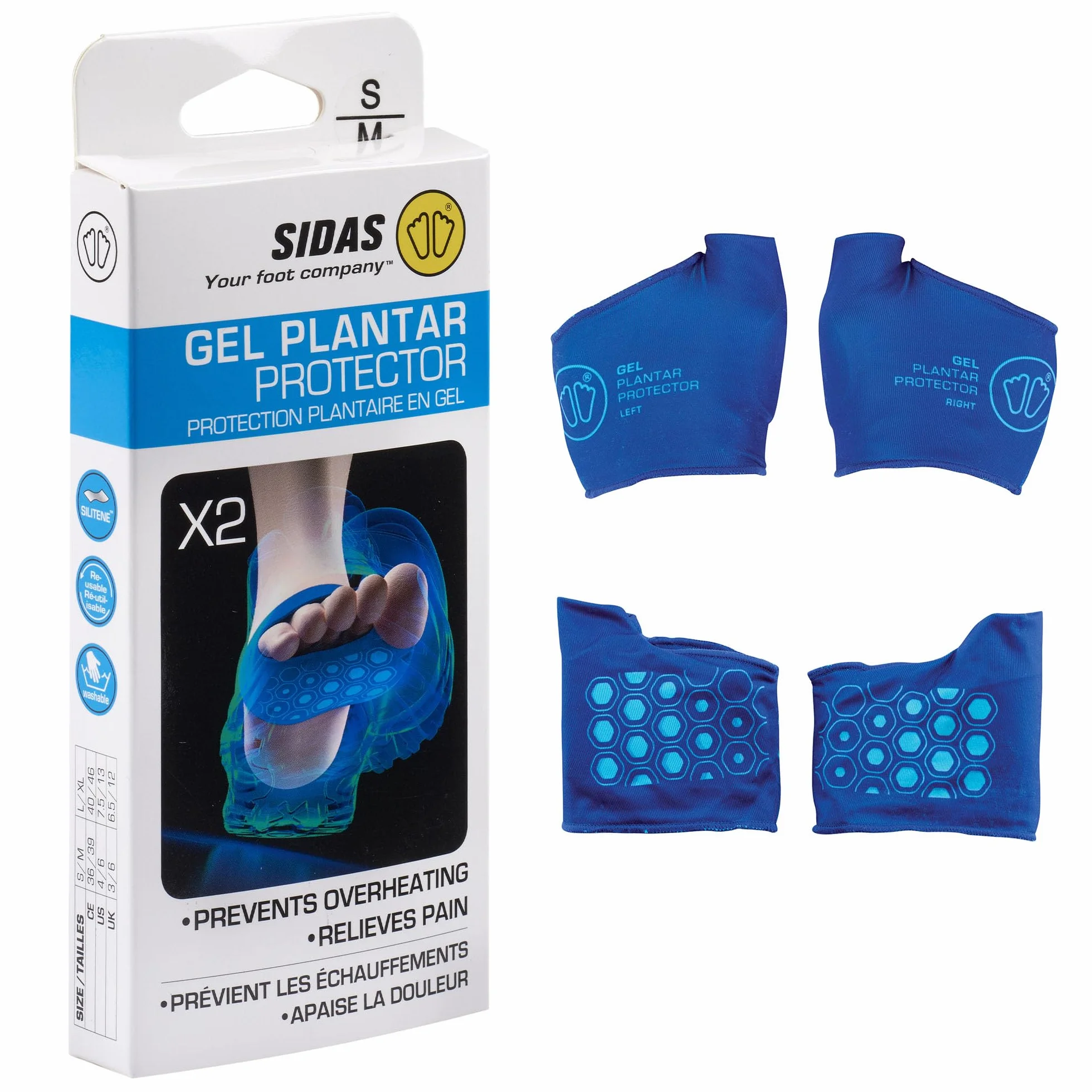 Sidas Protections plantaires en gel - Gel Plantar Protector - Coussinets Avant-Pied - Absorbe les chocs - Soulage les douleurs - Lavable et Réutilisable