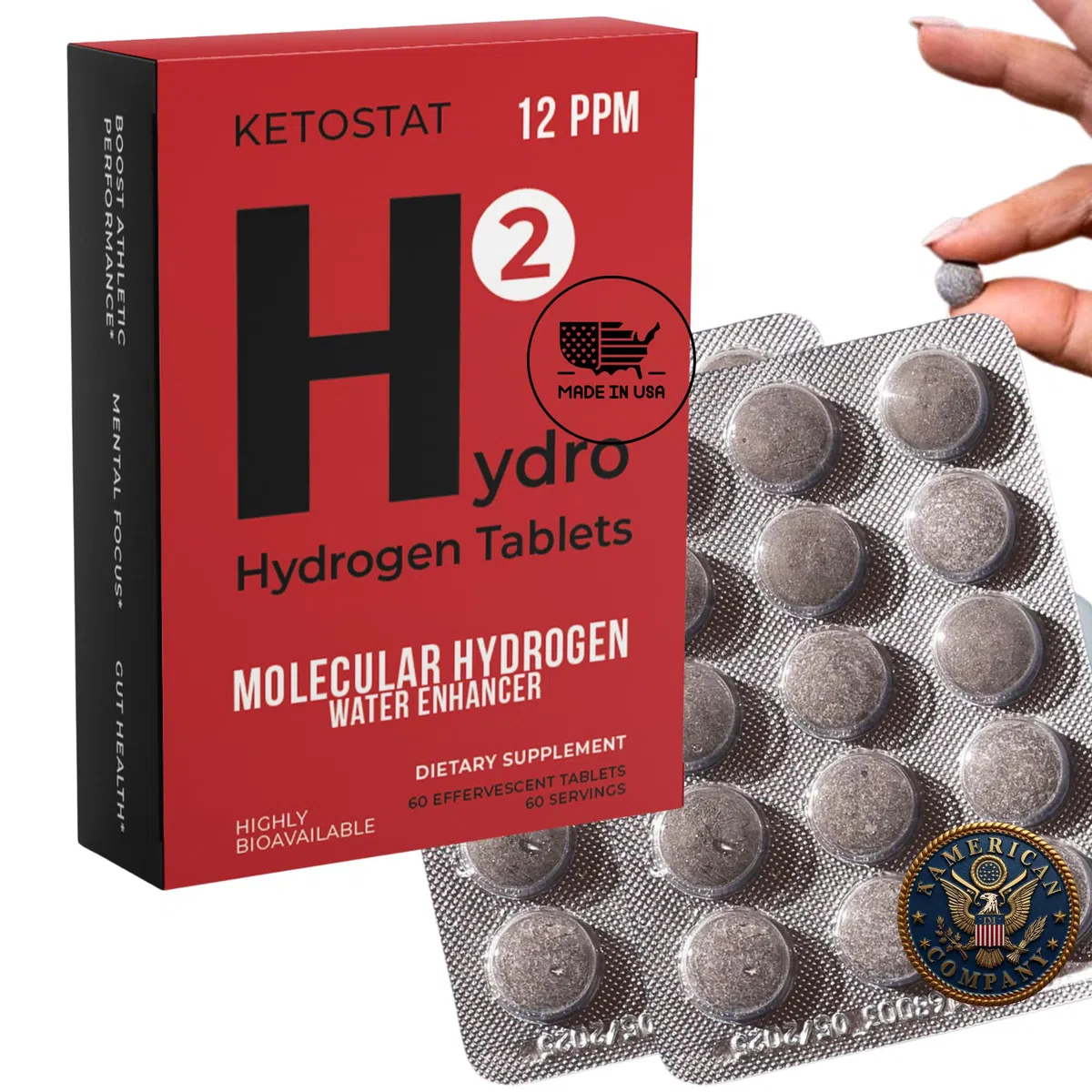 Lot de 60 comprimés d'eau à hydrogène 12 ppm Nanobulles