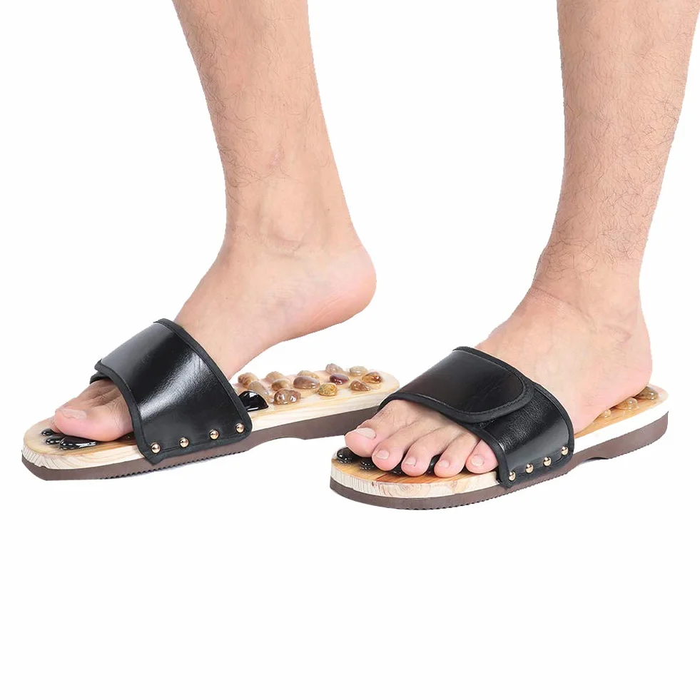 Pantoufles de massage des pieds, sandales d'acupuncture en pierre de galet pieds Relax chaussures tapis relaxant réflexologie outils de massage soins de santé pour(39-40)