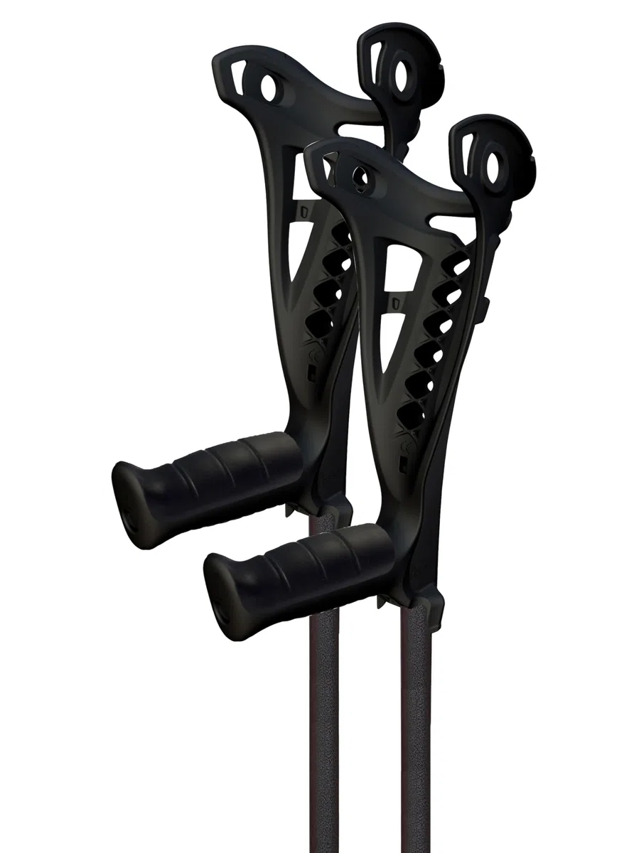 Identités, Béquilles Ultra-Légères en Aluminium SafeWalk, Fabrication Française, Hauteur Réglable, Embout Amortissant, Système d’Accroche Auto-portant, Noir