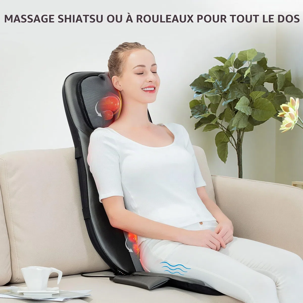 SNAILAX Fauteuil Massant Shiatsu Coussin de Massage Dos avec Chaleur - Siege Massant pour Massage du Cou et du Dos dans Bureau&Domicile Cadeau Anniversaire et Noël pour Maman/Papa/Homme/Femme/Couple